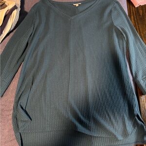 Sonoma Teal Textured V-Neck Top